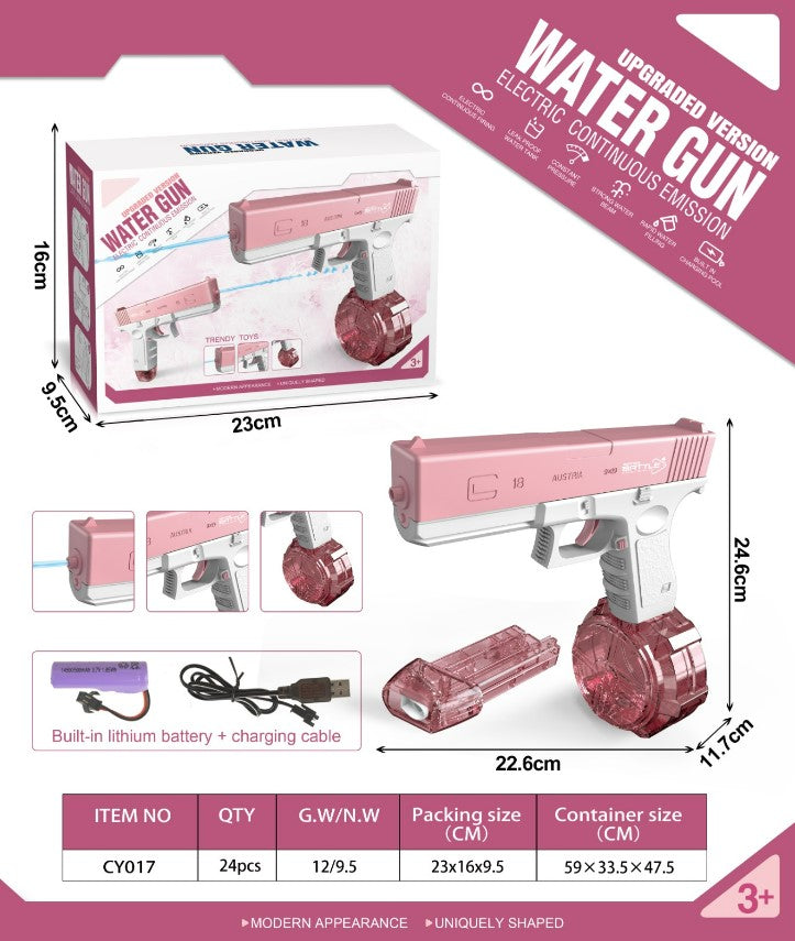 Fully Automatic Continuous Electric Water Gun Glock - Pink