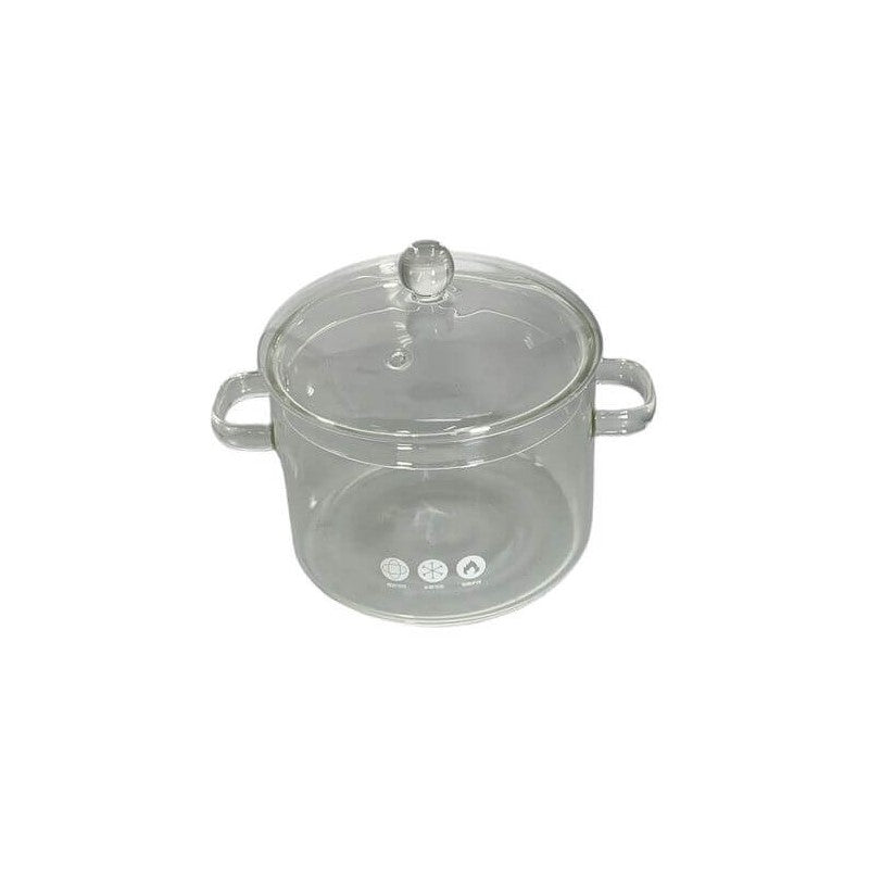 Charming Transparent Borosilicate Glass Pot With Lid 14cm