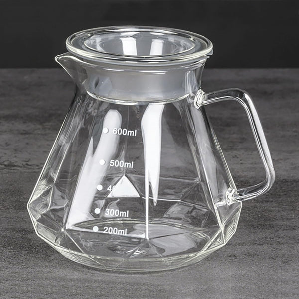 Borosilicate Glass Pot Diamond Fashion Design Borosilicate Glass Carafe Pot with Lid 600ml