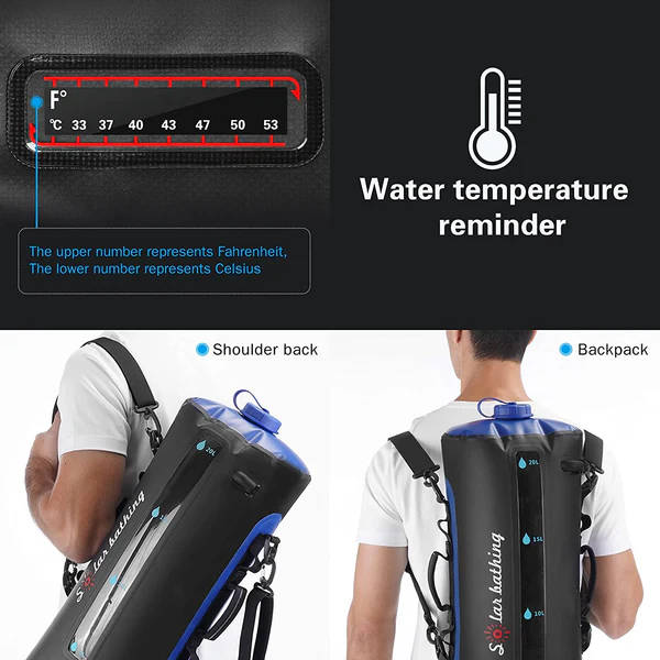 Portable Solar Shower Bag with Pressure Foot Pump and Shower Head