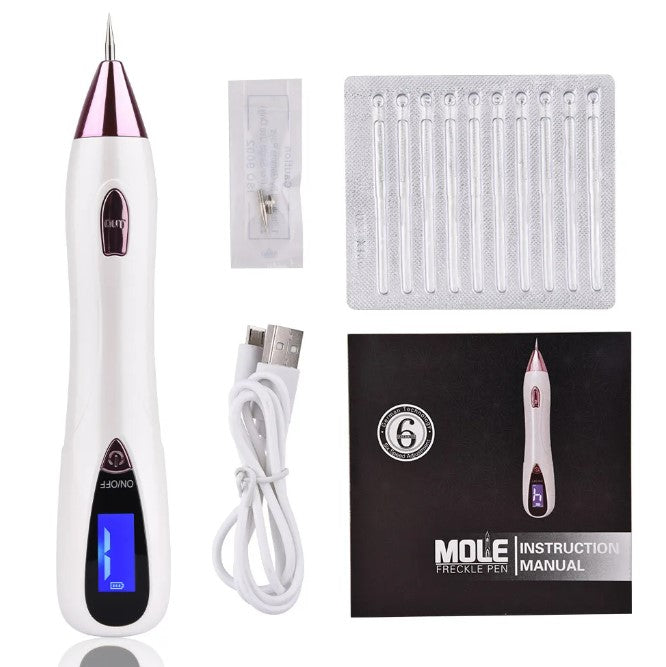 Skin Care Laser Mole, Tattoo Freckle, Wart Corns Dark Spot Removal Pen LCD - Pink