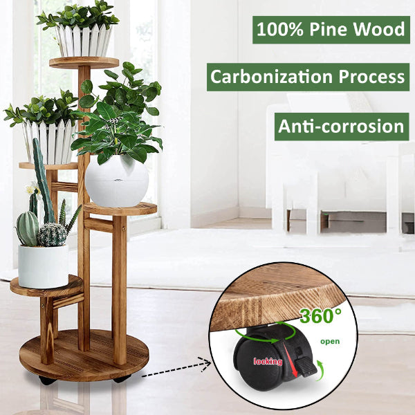 Plant Shelf Display Stand Multi Tier Elegant Rolling Plant Shelf Display Stand with Wheels