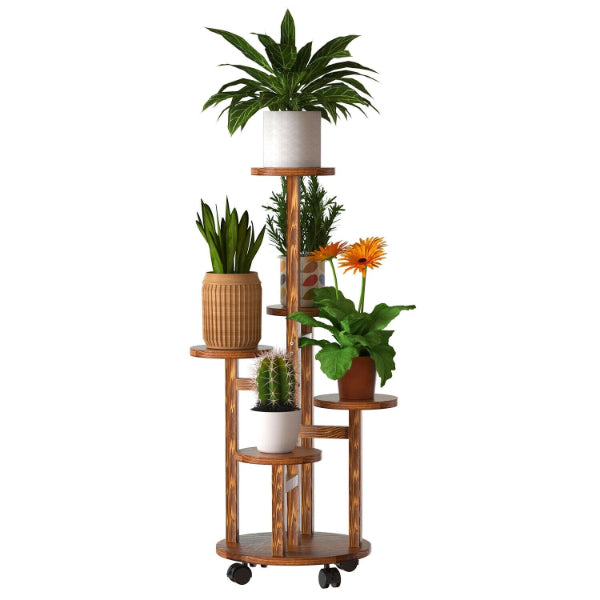 Plant Shelf Display Stand Multi Tier Elegant Rolling Plant Shelf Display Stand with Wheels