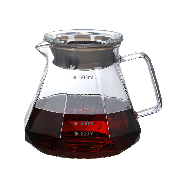 Borosilicate Glass Pot Diamond Fashion Design Borosilicate Glass Carafe Pot with Lid 600ml