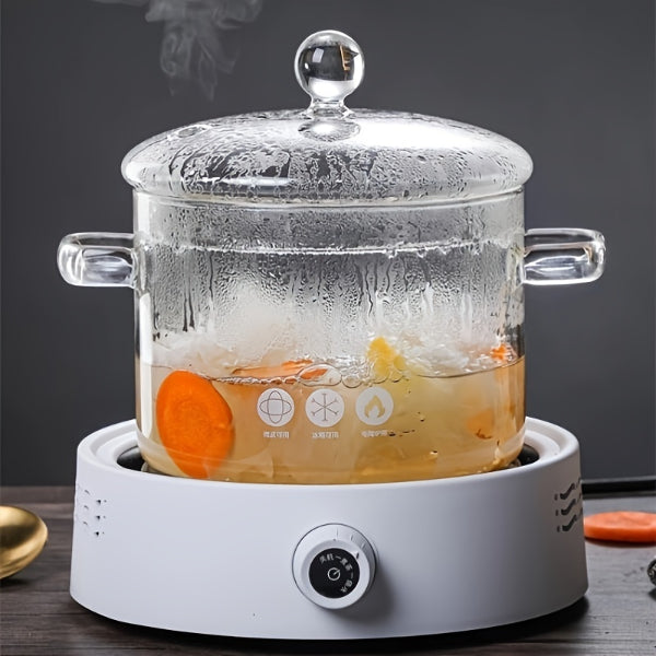 Borosilicate Glass Pot Clear Borosilicate Glass Cooking Pot with Lid 1350ml