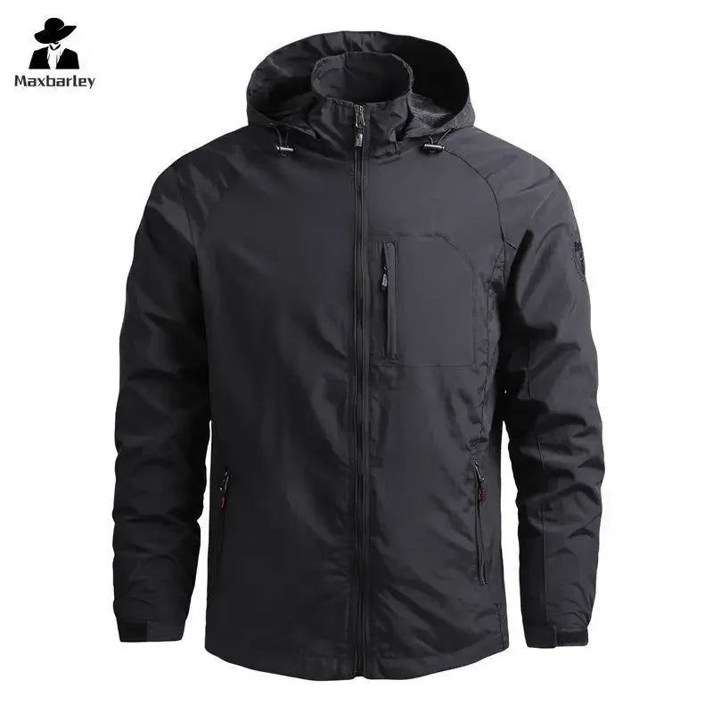 Spring Men Waterproof Jacket Plus Size Windbreaker Rain Coat Breathable Fishing Camping Gorpcore Hooded Jackets Male Clothing