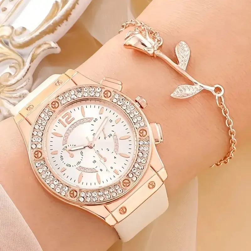 2pcs Set Womens Butterfly Watches Ladies Fashion Watch New Simple Casual Women Analog WristWatch Bracelet Gift