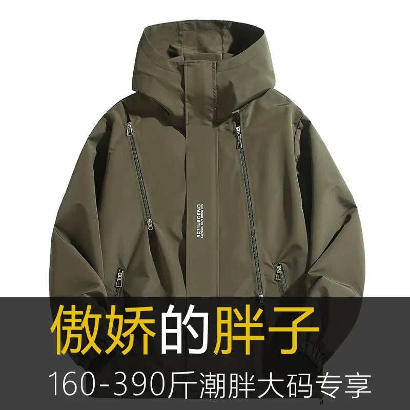 New Big Size Outdoor Charge Coat Men Spring and Autumn Plus Size  Waterproof Windproof Jacket 190kg 12xl 11XL Coats Men 10XL 9XL