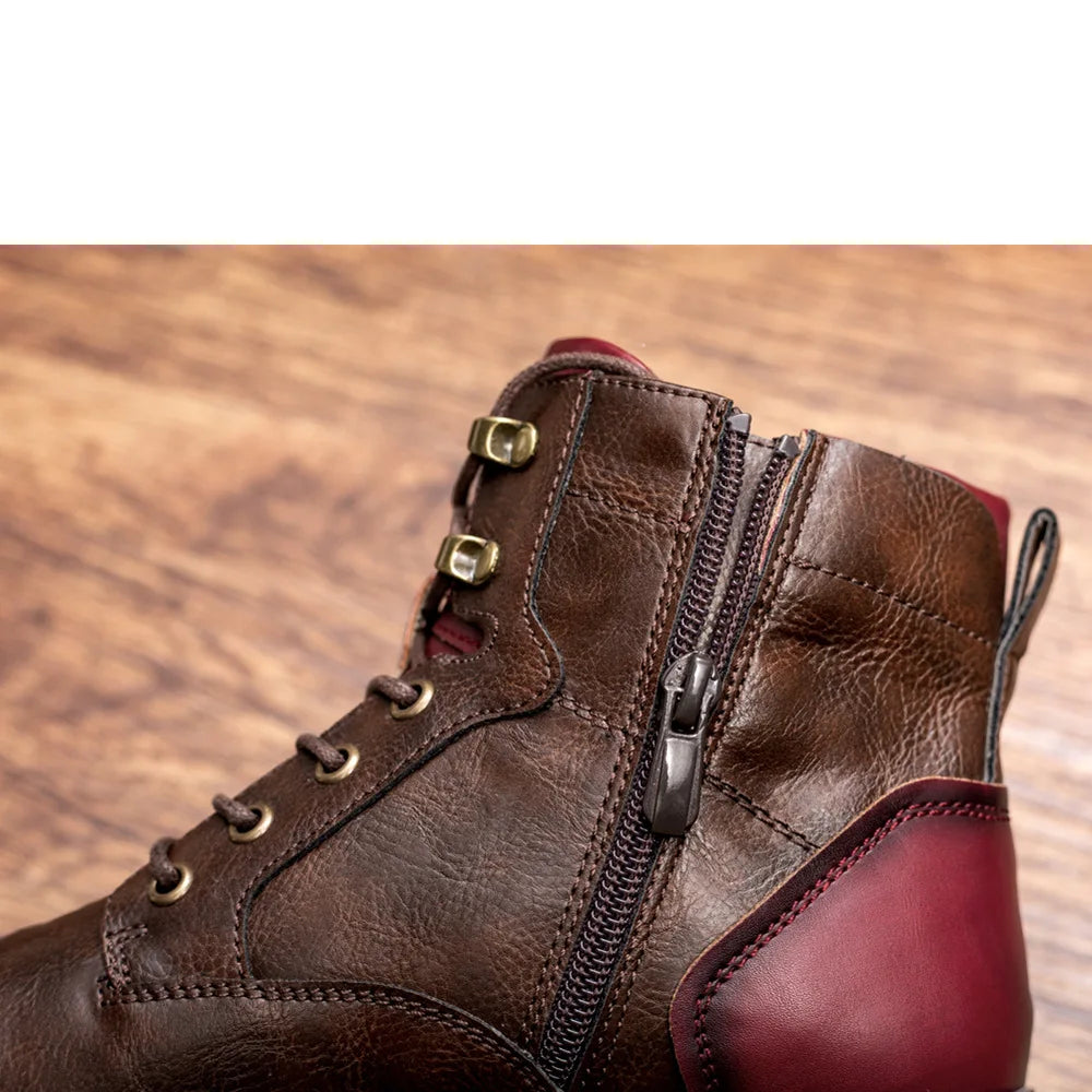 Whoholl High Quality Men Boots Patent Leather Autumn Winter High Top Shoes Business Casual British Ankle Boots Big Size 38-48