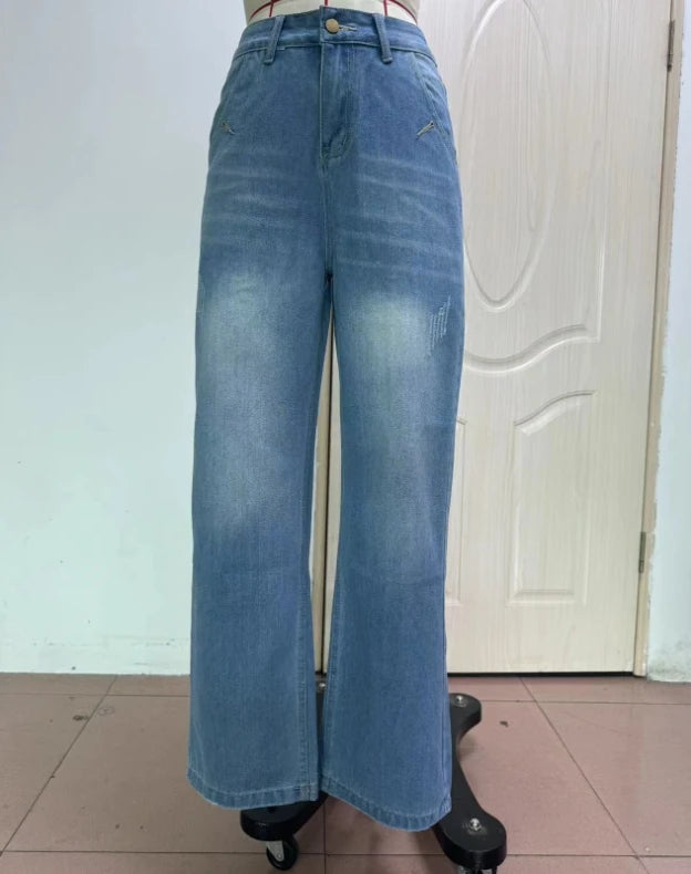 Women's Jeans Spring/Summer New Hot Selling Fashion Casual Women's Pants Straight Leg Wide Leg Jeans High Shot Woman