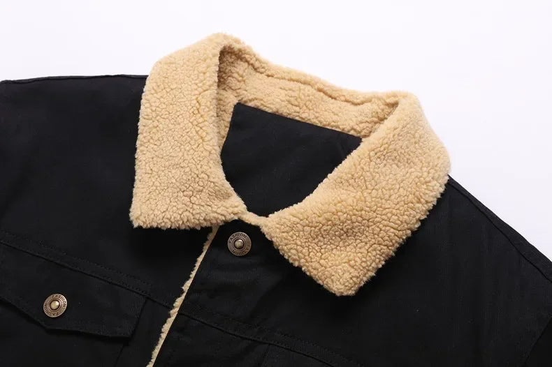 Winter Men's Lapel Thick Warm Cargo Jacket High-quality Male Lining Wool Thickened Coat Mens Bomber Jackets US 3XL Men Clothing