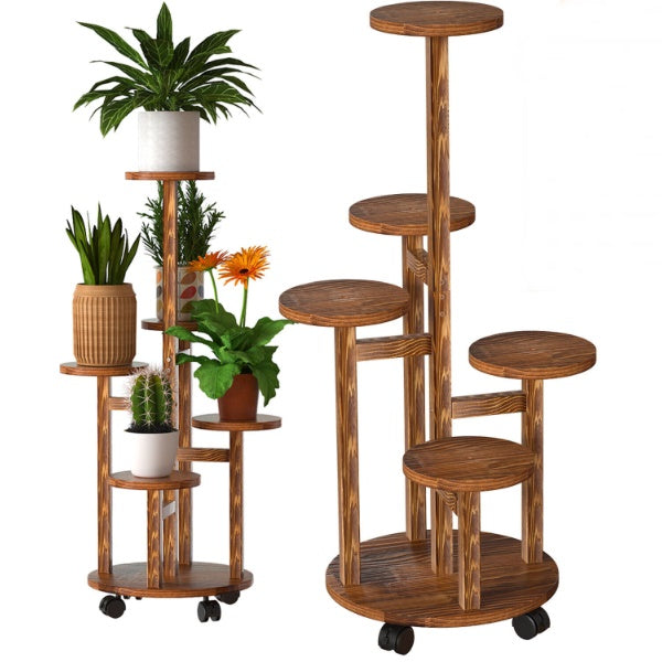 Plant Shelf Display Stand Multi Tier Elegant Rolling Plant Shelf Display Stand with Wheels